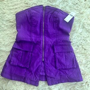 Anthropologie Purple Strapless Cargo Pocket Vest